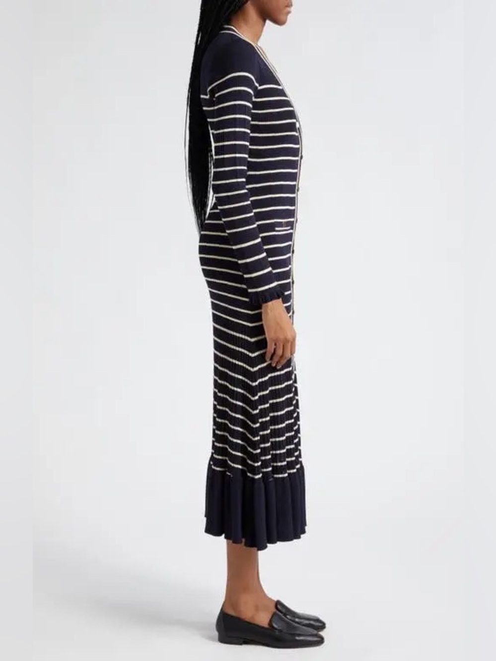 Cara Cara Marina Stripe Long Sleeve Midi Sweater Dress M - Picture 4 of 14
